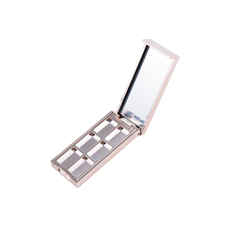 2503-6 Caja de sombras de ojos portátil, pequeña y exquisita, con tapa abatible de 6 rejillas
