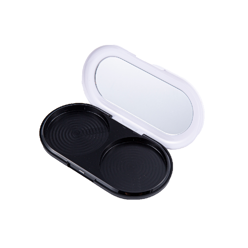 2507-2 Caja de rubor de arco cóncavo de dos compartimentos de gran capacidad con espejo
