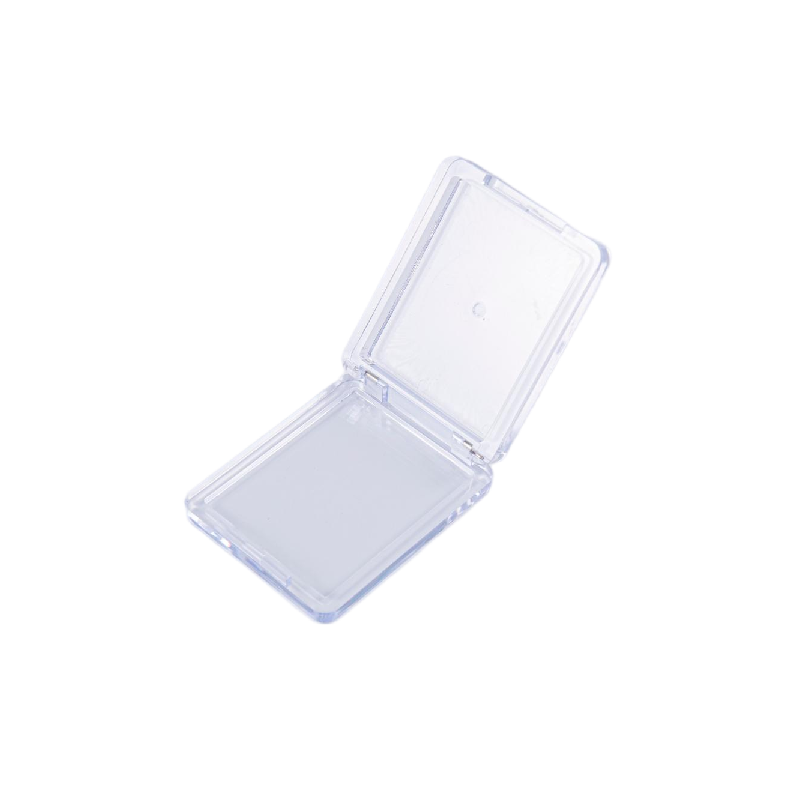 2505-1 Caja de rubor de un solo compartimento con textura transparente, se puede galvanizar y personalizar