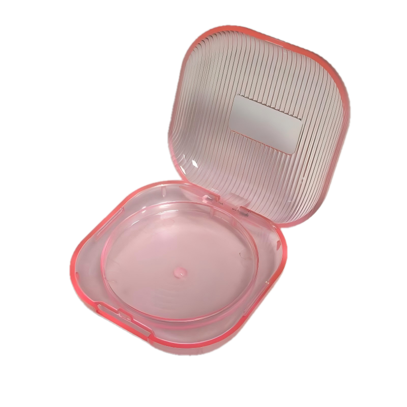 2520-1 Estuche compacto para polvos de maquillaje portátil, cuadrado y transparente