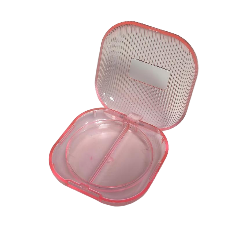 2520-2 Polvera de colorete transparente con doble compartimento: tu complemento de maquillaje de moda para paletas de colores vibrantes