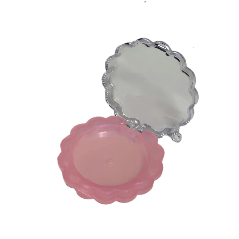 2524-1 Polvera portátil en forma de pétalo color rosa pálido