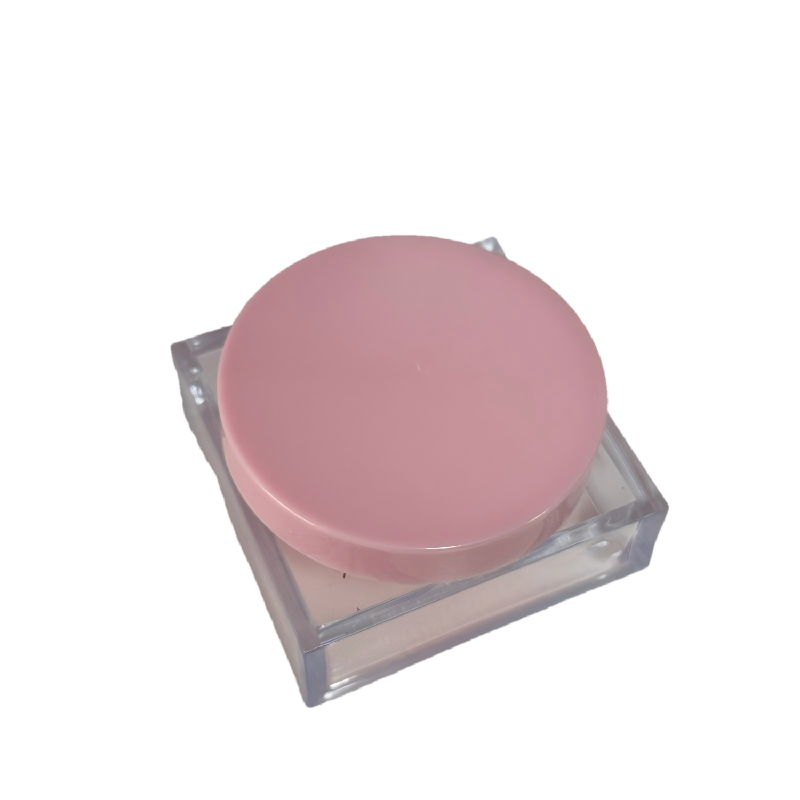 2522 Estuche vacío de plástico con tapa redonda para polvos sueltos y envase cuadrado giratorio de malla