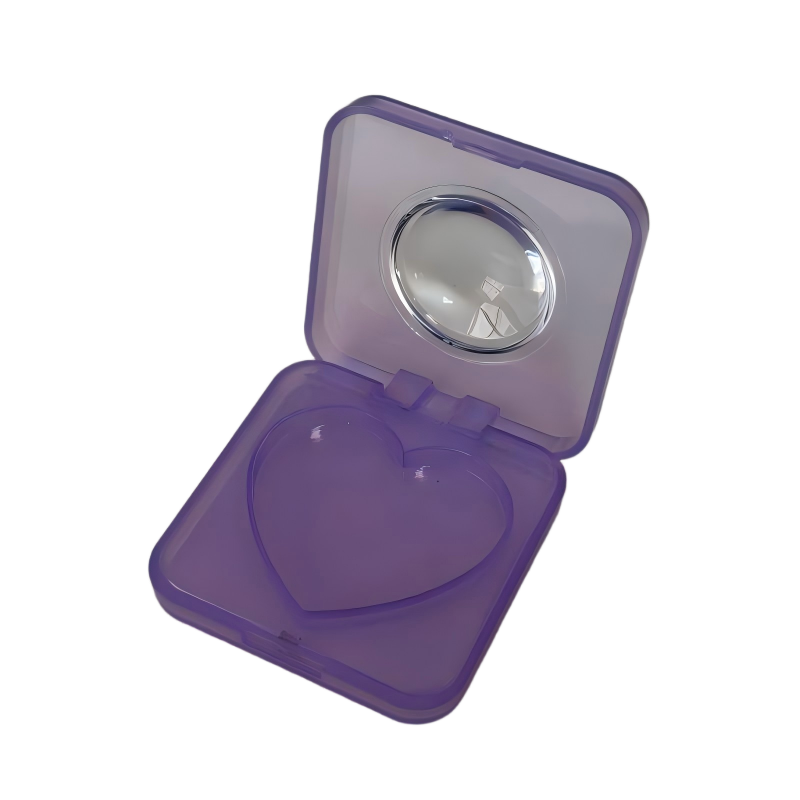 2528-1 Estuche de maquillaje Negra con forma de corazón y ventana superior｜Adecuado para rubor / iluminador