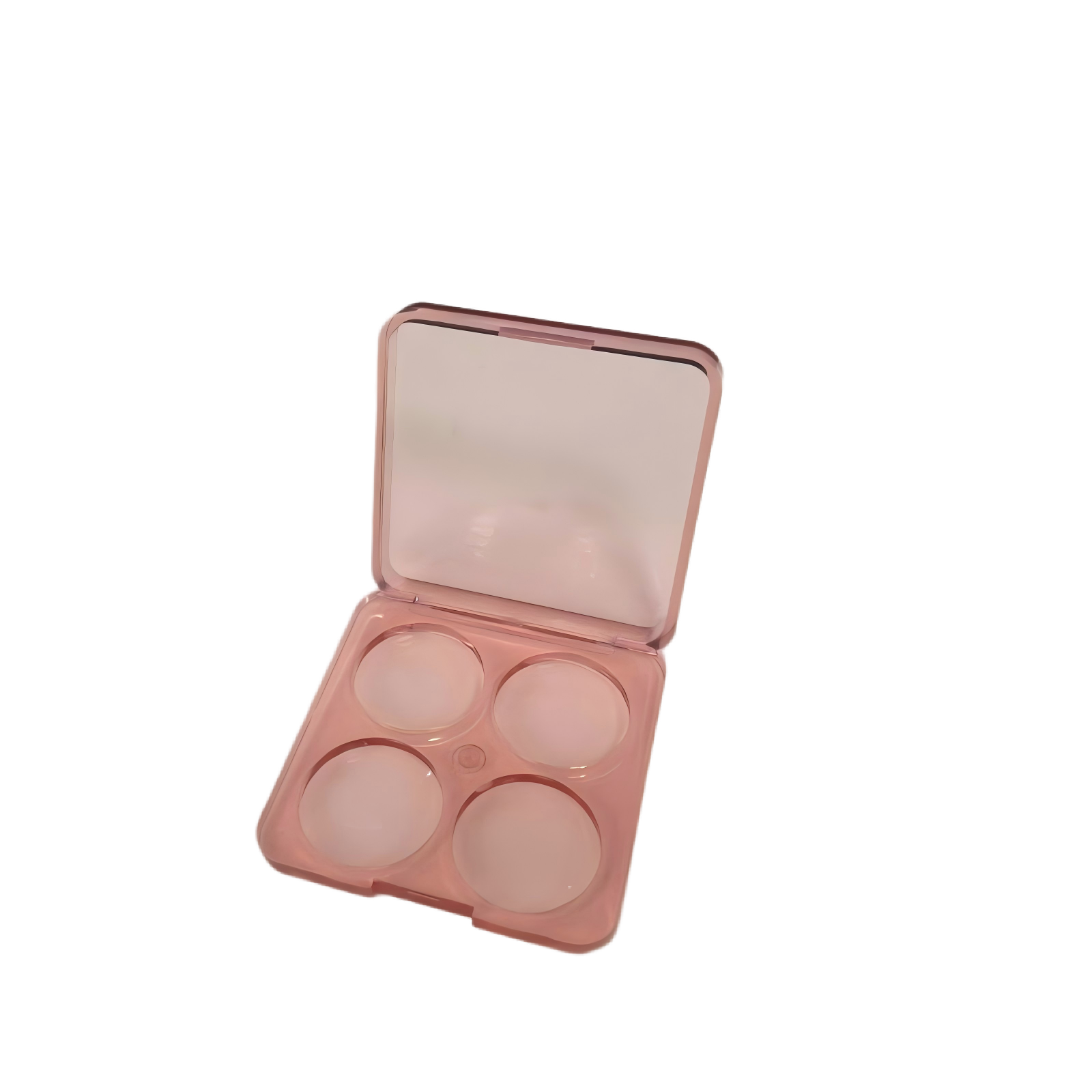 Paleta de Sombras de Ojos Vacía de 4 Compartimentos con Espejo – Rosa Pastel, Compacta y Reutilizable para Maquillaje DIY