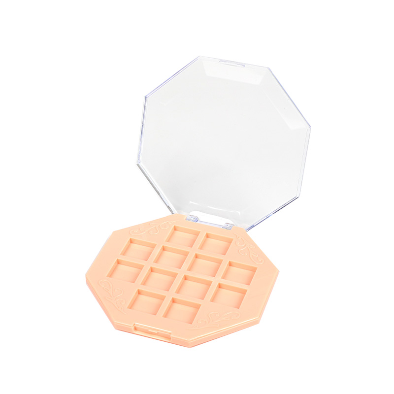 2218-12 Estuche para Sombras de Ojos Naranja Hexagonal de 12 Rejillas