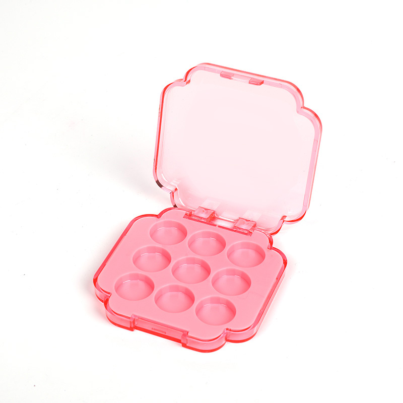 2301-9 Estuche para sombras de ojos con 9 rejillas, cuadrado, rosa fluorescente