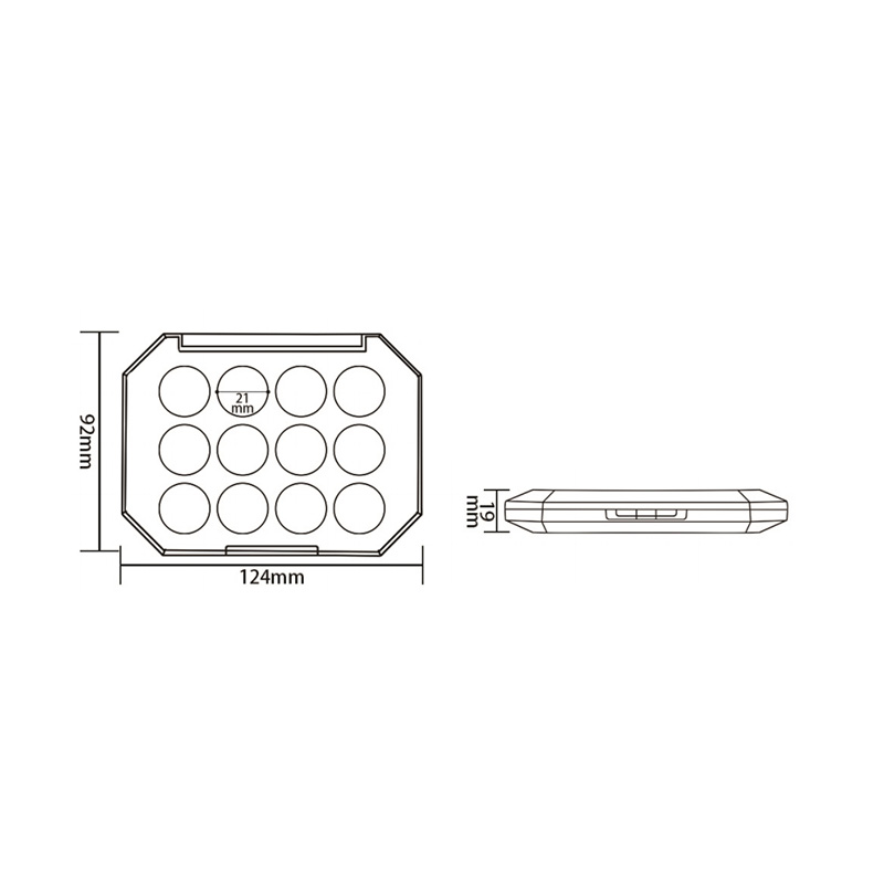 405-8+4 Estuche para sombra de ojos Black Square 8+4 Grids