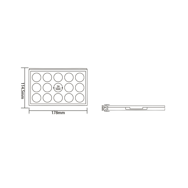 1007-15 Estuche para sombras de ojos Black Square de 15 rejillas