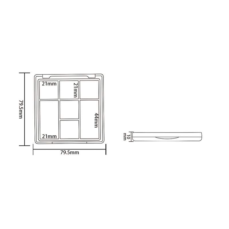 405-8+4 Estuche para sombra de ojos Black Square 8+4 Grids