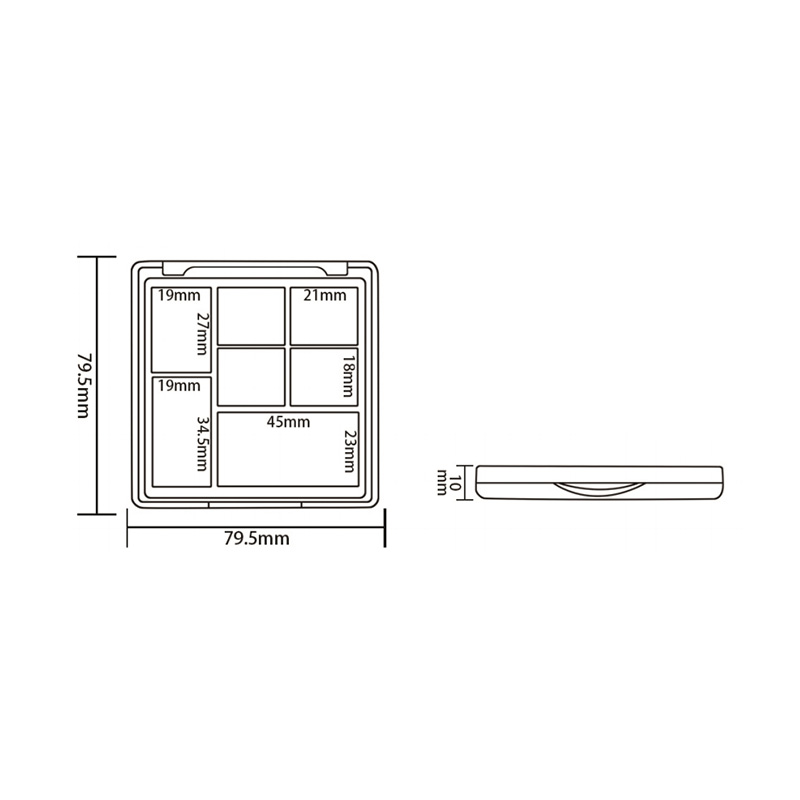 405-8+4 Estuche para sombra de ojos Black Square 8+4 Grids