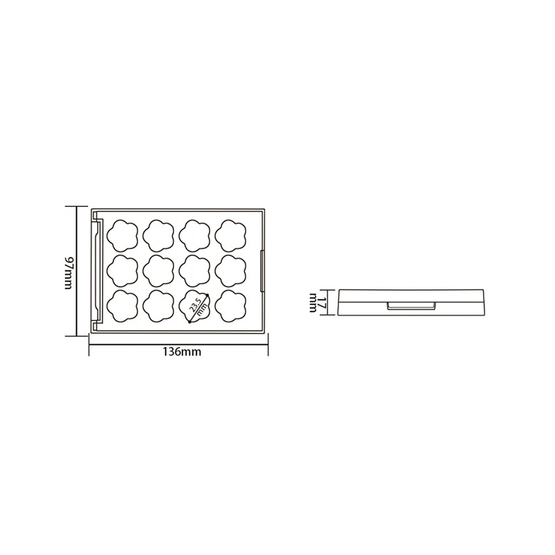 405-8+4 Estuche para sombra de ojos Black Square 8+4 Grids