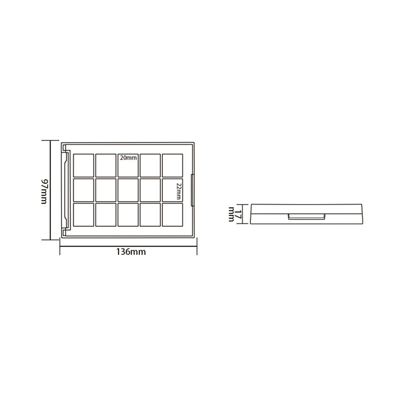 405-8+4 Estuche para sombra de ojos Black Square 8+4 Grids