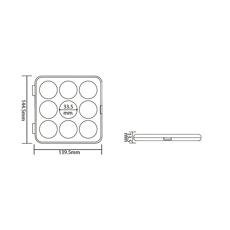 1007-15 Estuche para sombras de ojos Black Square de 15 rejillas