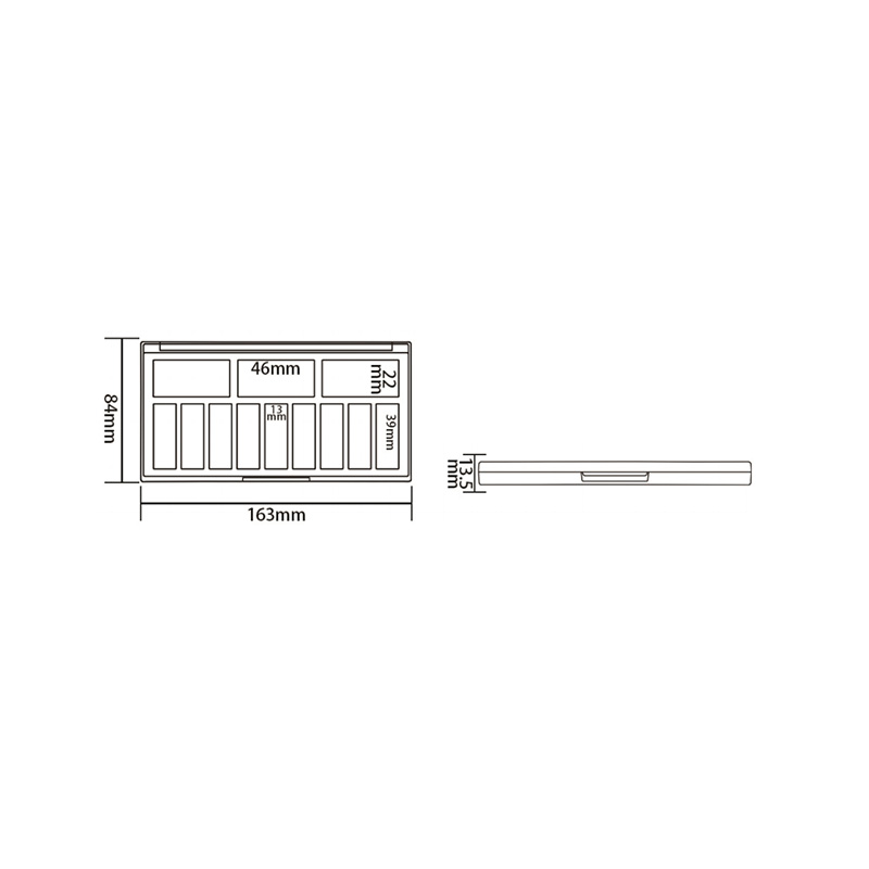 405-8+4 Estuche para sombra de ojos Black Square 8+4 Grids