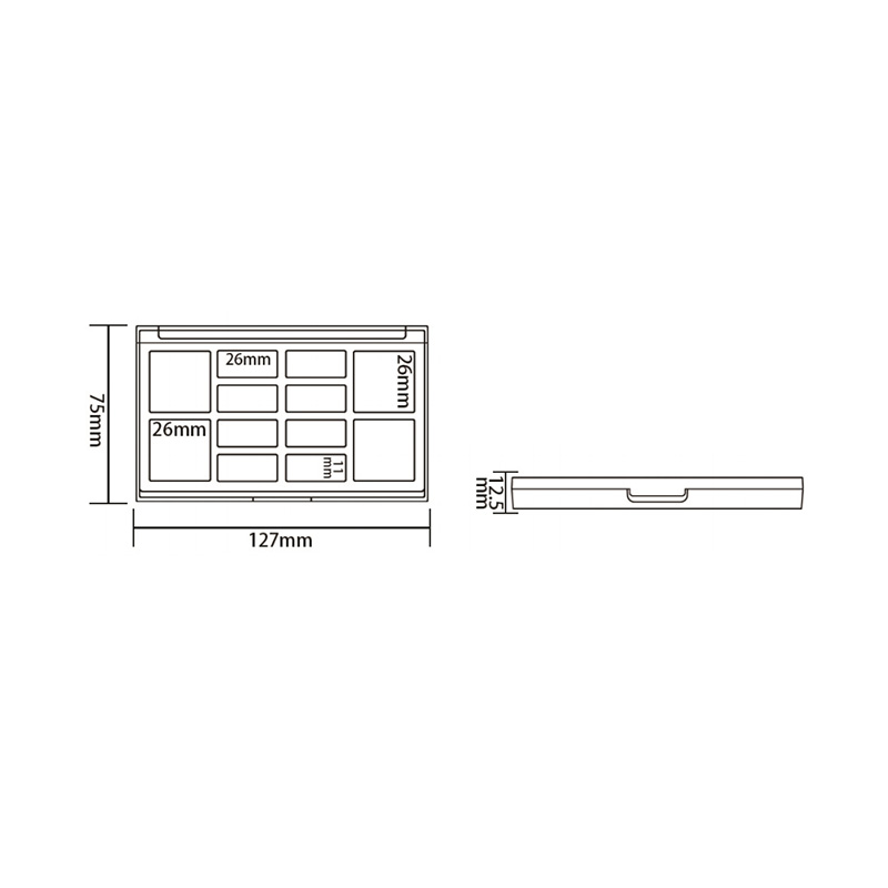 405-8+4 Estuche para sombra de ojos Black Square 8+4 Grids