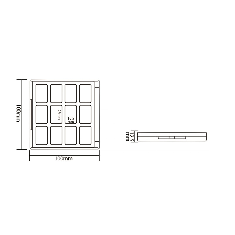 1007-15 Estuche para sombras de ojos Black Square de 15 rejillas