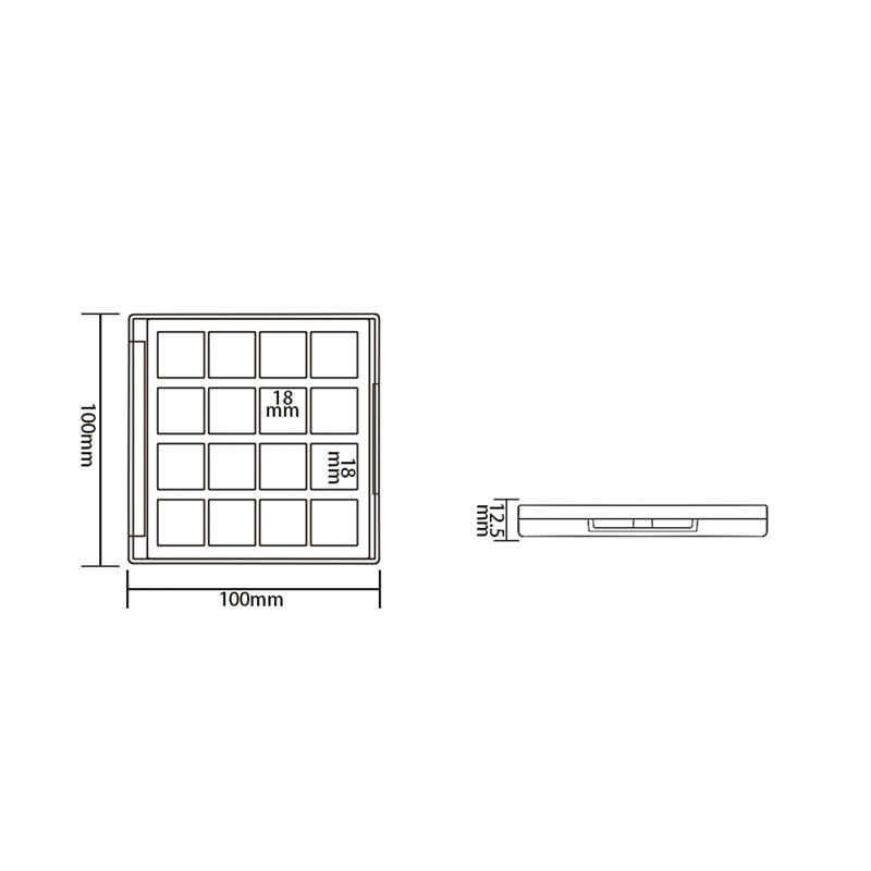 1007-15 Estuche para sombras de ojos Black Square de 15 rejillas