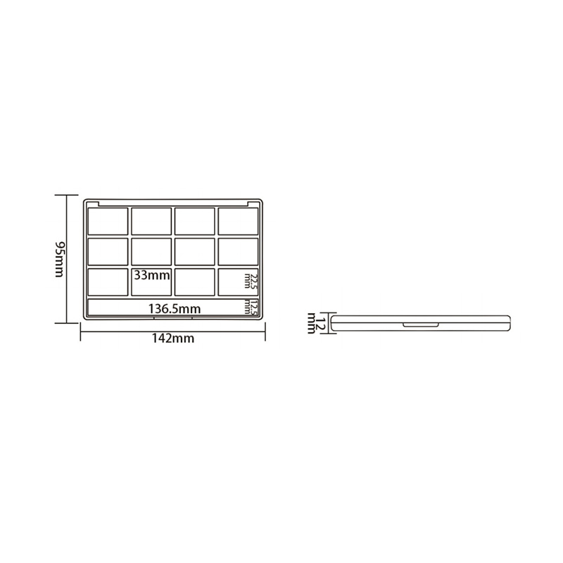 1007-15 Estuche para sombras de ojos Black Square de 15 rejillas