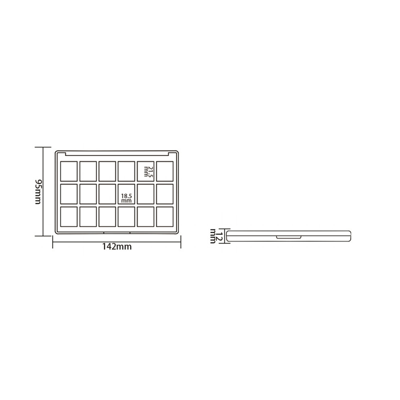 1007-15 Estuche para sombras de ojos Black Square de 15 rejillas